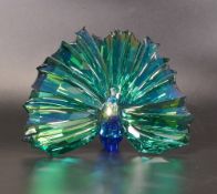 Swarovski Crystal 2015 Peacock Arya green and blue, 12cm tall x 14cm wide , with box and
