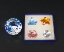 Swarovski Crystal Beach Life Miniature Four Piece Set including Boat, Crab, Starfish, Clam also