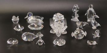 Swarovski Crystal Animals to include Oyster with pearl type stone, Penguins, Sea Lions, Ducks,