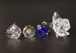 Swarovski Crystal Collection of Flowers to include Clear Rose, Wild Flower with Yellow Pistil,