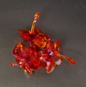Swarovski Red Crystal trio of Hibiscus, 10cm wide, boxed with certificate.