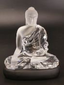 Swarovski Crystal Buddha Displayed on a Black Plinth with Frosted Highlights, Height 10cm complete