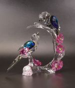 Swarovski Crystal 'Tutelary Spirit Loving Magpies' in original box 18cm high