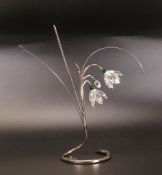 Swarovski Paradise Flower Collection 'Damarys Erinite Snowdrops 945870 on silvertone stand, 20cm
