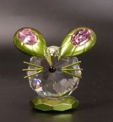 Swarovski Crystal The Dulcis Green Mouse (5619214) 7cm tall complete with box and certificates