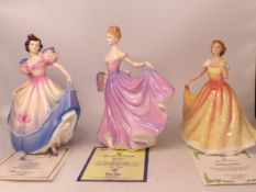 Three Royal Doulton day figures to include Angela HN3419, signed, Deborah HN3644 and Rachel