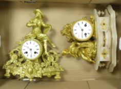 Two overpainted mantle clock bodies (1 tray).