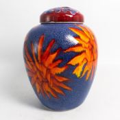 Poole ginger jar and cover height 19cm.