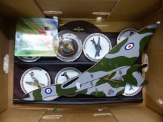 A collection to include wooden Vulcan Bomber shaped wall clock, Davenport, Red Arrows limited