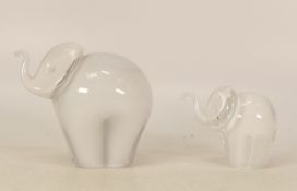 Wedgwood glass white elephant paper weights, tallest 10cm (2)