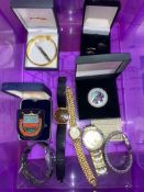 A collection of watches and costume jewellery to include ladies quartz watches, gents quartz and