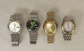 Four Seiko automatic gentleman's wrist watches all appear to be in ticking order at the time of