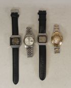 Four Seiko automatic gentleman's wrist watches all appear to be in ticking order at the time of
