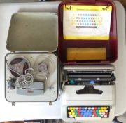 Walter Hi-Fi reel-to-reel tape recorder and Scheidegger President International typewriter. (2)
