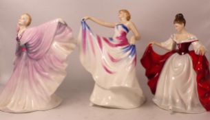 Three Royal Doulton lady figures to include Liberty HN3201, Isadora HN2938 (seconds) and Sara
