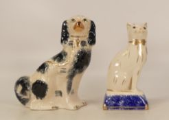 Two Staffordshire Animal Figures, Victorian era Stamped with the Staffordshire knot to include black