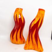 Poole Dancing Vases in the Salsa pattern, height 31cm/33cm (2).