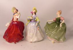 Three Royal Doulton lady figures to include Clare HN2793, Autumn Breezes HN1934 and Michele