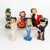 Six Wade, Betty Boop figures to include Sweetheart, Graduate, St Patrick's, Material Girl in blue,