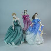 Three Royal Doulton lady figures to include Rebecca HN4041, Lauren HN3975 and Sarah HN3978, all with