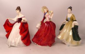 Three Royal Doulton lady figures to include Sara HN2265, Autumn Breezes HN1934 and Elegance