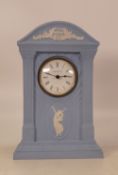 Wedgwood Powder Blue Mantle Clock, Height 22cm