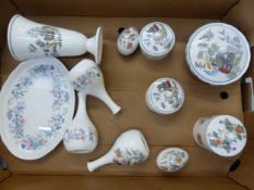A collection of Wedgwood items including lidded trinket pots and vases in the Kutani Crane,
