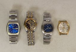 Four Seiko automatic gentleman's wrist watches all appear to be in ticking order at the time of
