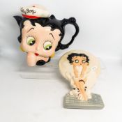 Wade Betty Boop Liberty wall plaque together with a Paul Cardew Betty Boop teapot, height of tallest