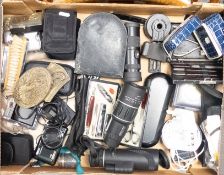 A collection of mixed items to include monocular's, compact digital camera's, pen set, men's