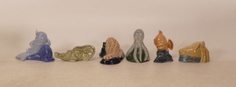 Wade Water Life Collection to include Seahorse, Octopus, Hermit Crab, Alligator, Whale, Goldfish (6)