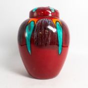Poole ginger jar and cover height 19cm.