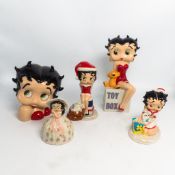 Five Wade, Betty Boop figures to include Moneybox, Southern Belle, Toy Box, Christmas Morning and