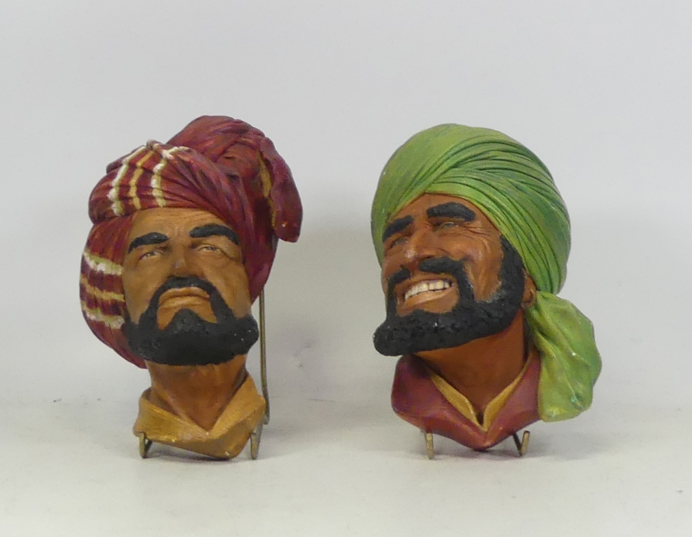 Bossons, Plaster Wall Busts Abdul and Punjabi. Some flaking to paint. (2)
