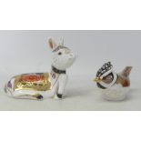 Royal Crown Derby Paperweights to include Donkey Foal, Crested Tit both with gold stoppers (boxed)(