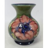 Moorcroft Vase anemone on green ground, height 10cm
