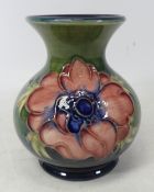 Moorcroft Vase anemone on green ground, height 10cm