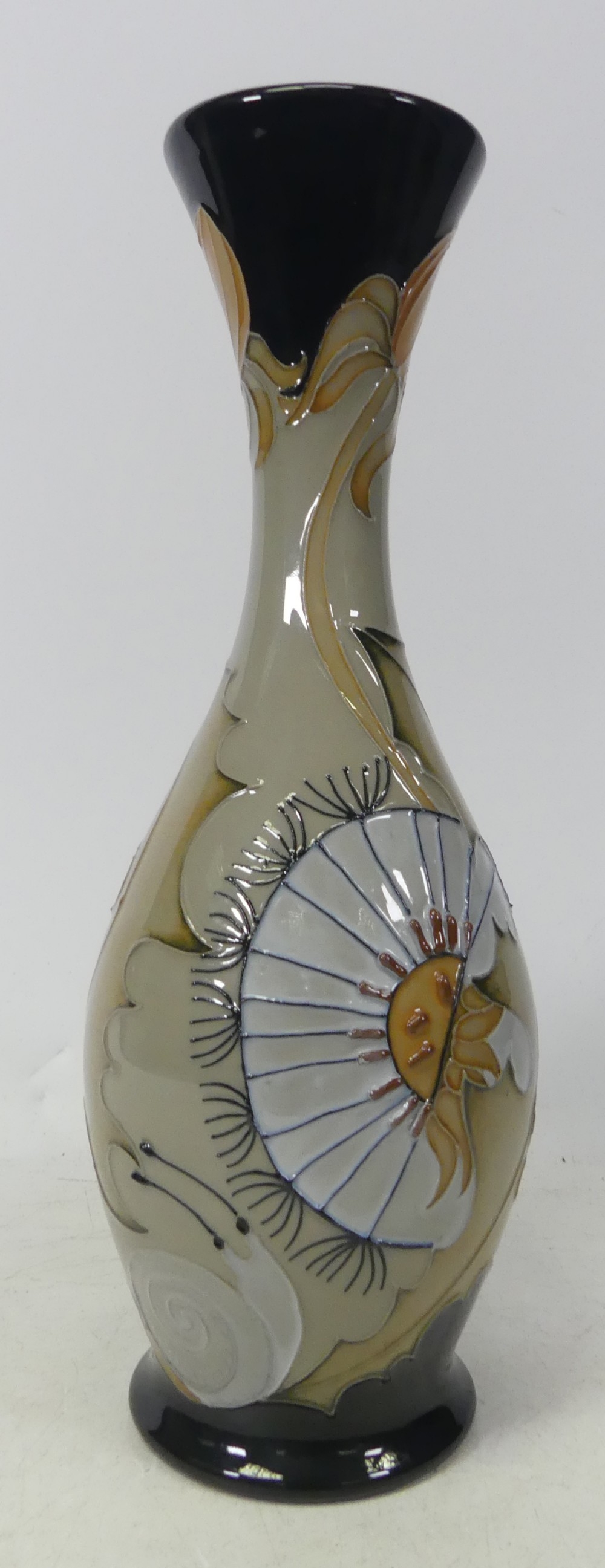 Moorcroft Vase depicting the Snail with seed clocks on a pale brown ground, Limited Edition 3/30,