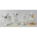 Royal Osborne Bone china animals to include cat, elephant, koala bear & baby, duck(4)