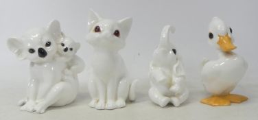 Royal Osborne Bone china animals to include cat, elephant, koala bear & baby, duck(4)