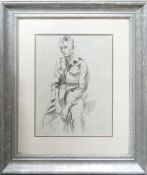 Edgar Grosvenor (English, 20th Century) Seated Full Body Portrait of a Soldier. Pen and wash on
