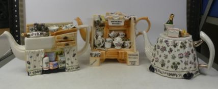 Three Portmeirion teapots 'Hand Wash Only' collection (3)