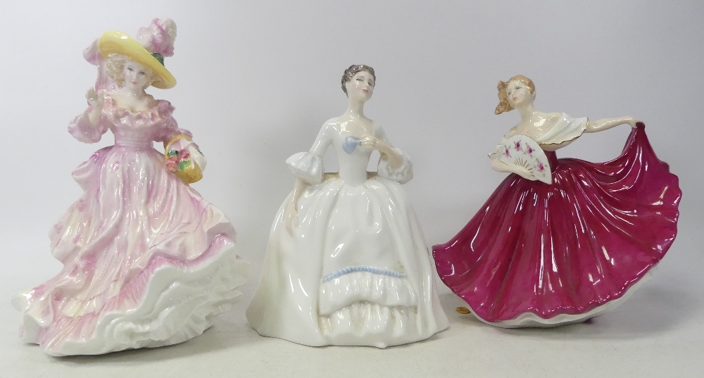 Royal Doulton Lady Figurines to include Elaine HN3741, Kelly HN3222, Camellias HN3701(3)