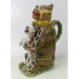 Reproduction Majolica 'Bear Grease' Jug, used as advertising bear grease believed to restore hair,