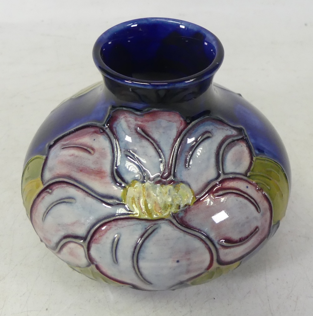 Moorcroft squat vase anemone on cobalt blue ground, Height 7cm - Image 3 of 4