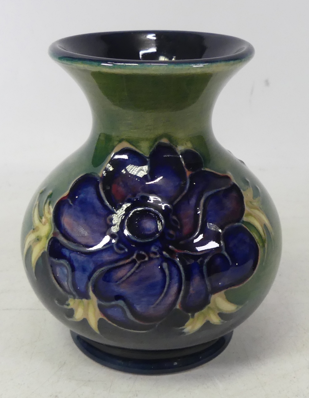 Moorcroft Vase anemone on green ground, height 10cm - Image 3 of 3