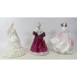 Coalport Lady Figurines to include Ladies of Fashion Norma, Young Love, Donna Tallest 20cm (3)