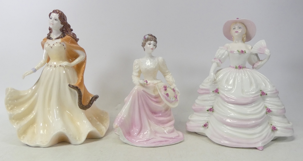 Coalport lady figurines to include Vivien, Lady in Lace, Southern belle Tallest 22cm (3)