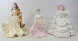 Coalport lady figurines to include Vivien, Lady in Lace, Southern belle Tallest 22cm (3)