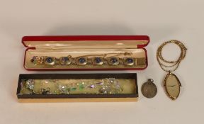 A collection of costume jewellery including Handsmide Gussi Silver bracelet set with blue agate